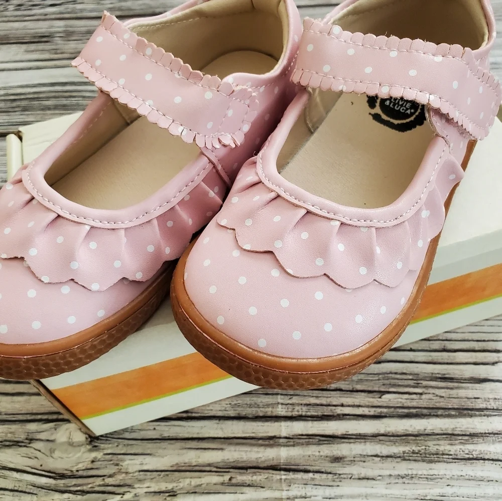Livie and Luca Ruche Mary Jane Shoes Pink Polka Dot Color NWOB